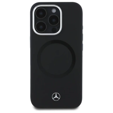 Mercedes Hülle für iPhone 16 Pro 6,3" Schwarz MagSafe Hardcase Silikon Ton in Ton Logo