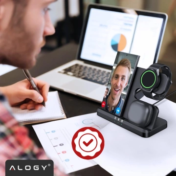 Ładowarka Bezprzewodowa Indukcyjna 3w1 Qi 3.0 Szybka do Samsung S22 S23 S24 S25 Galaxy Watch Buds Stacja czarna 