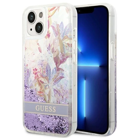 Etui Guess GUHCP14MLFLSU do Apple iPhone 14 Plus 6,7" fioletowy/purple hardcase Flower Liquid Glitter