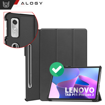 Etui na tablet Lenovo Tab P11 Pro 2 Gen 11.2 TB-132FU TB-132XU obudowa Case Alogy Book Cover Czarne + Szkło