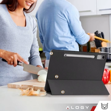 Schutzhülle für Lenovo Tab P12 12.7 TB-370 Tablet, Alogy Book Cover Case, Schwarz