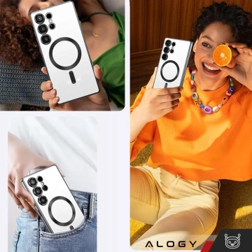 Etui do Samsung Galaxy S25 Ultra Alogy LuxeShield™️ Glamour Luxury Ring obudowa z osłoną aparatów Czarne