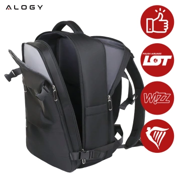 Alogy Unisex Schwarz Herren Damen Reise-Laptop-Rucksack für Koffer Gepäck für Flugzeug Arbeit Schule 45x30x20cm