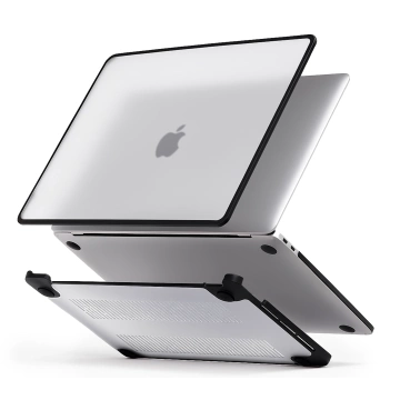 Etui ochronne do Apple Macbook Air 13 13.3" - 2018-2020 (M1 A2337/A2179/A1932) Alogy MatteGuard™ obudowa Matowa Przezroczysta Biel z czarną ramką