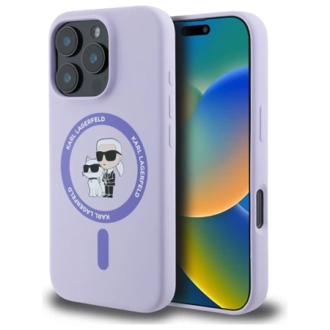 Karl Lagerfeld Hülle für iPhone 16 Pro 6,3" Lila MagSafe Hardcase Silikon Karl