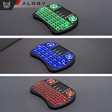 Bezprzewodowa mini Klawiatura Alogy podświetlana 3 kolory touchpad