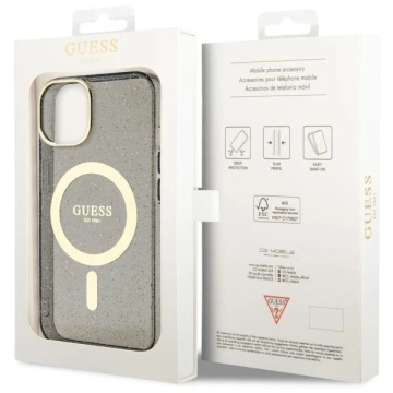 Etui Guess GUHMP14SHCMCGK für iPhone 14 6,1" Hardcase Glitter Gold MagSafe
