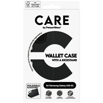 Hülle für Samsung Galaxy A56 5G CARE von PanzerGlass Wallet Kickstand Schwarz