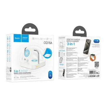 Hoco CQ16A Ładowarka Indukcyjna 3w1 Smartfon Apple Watch Słuchawki Czarna