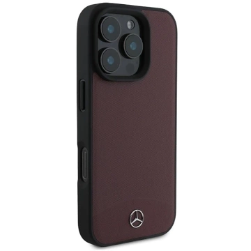 Etui Mercedes do iPhone 16 Pro Max 6.9" Czerwone MagSafe Hardcase Textured And Plain Leather 