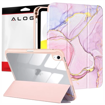 Etui Ochronne do Apple iPad 10.9" 10 Gen 2022 / iPad 11" A16 11 Gen 2025 Hybrydowe z Miejscem na Rysik, Składana Okładka z Funkcją Podstawki 2w1, Alogy HybridBook™ Case – Marble Pink