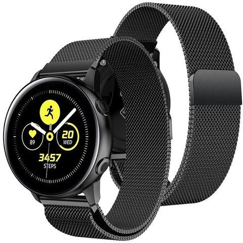 Milanese Armband Alogy Armband Edelstahl für 22mm Smartwatch Schwarz