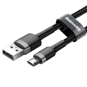 Baseus Cafule USB-zu-Micro-USB-Kabel 50 cm QC 3.0 2.4A Grau und Schwarz