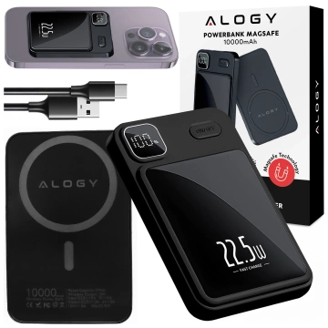 PowerBank Alogy MagCharge 22,5 W PD20W PowerDelivery Schnellladung 10000 mAh kabellos für MagSafe Black