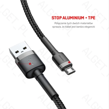 Kabel nylonowy Baseus Cafule Micro-USB 1.5A 200cm Czerwony