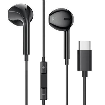 Słuchawki przewodowe douszne Vega USB-C Type C NEW CHIP Czarne