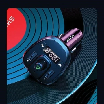  Zestaw głośnomówiący do auta USAMS C21 z transmiterem FM, Bluetooth 5.0, MP3, 2xUSB 3,4A CC115GC01 (US-CC115) czarny/black