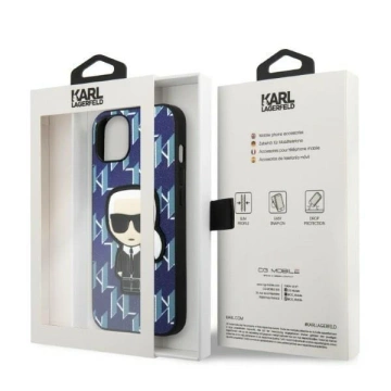 Etui ochronne na telefon Karl Lagerfeld KLHCP13MPMNIKBL do Apple iPhone 13 6,1" hardcase niebieski/blue Monogram Ikonik Patch
