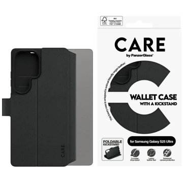 CARE Case für Samsung Galaxy S25 Ultra Schwarz von PanzerGlass Wallet Kickstand