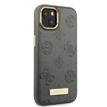 Etui Guess GUHMP13MSAPSTG für Apple iPhone 13 6,1" szary/grey Hardcase Peony Logo Plate MagSafe