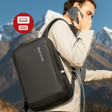 Plecak na Laptopa 15.6" Mark Ryden, Wodoodporny, Lekki i Smukły, Podróżny z Wyjściem USB, Kieszenią na Karty i Zamkiem YKK, Materiał EVA, 14L (42×30×12 cm) – Czarny