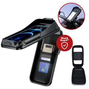 Uchwyt Motocyklowy Rowerowy Torba na Telefon do 7" Wodoodporna IP66 z Panelem Dotykowym, z wejściem na Kabel, Na Motocykl, Rower, Skuter, Hulajnogę, Kewig– Czarna