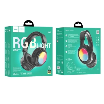 Słuchawki bezprzewodowe nauszne Bluetooth HOCO W48 LED RGB Czarne