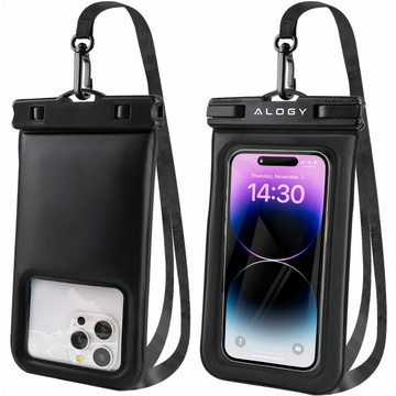 Etui wodoodporne wodoszczelne na telefon do 7.5" wypornościowe na basen kajak Case futerał do wody Alogy Czarne + Etui nerka