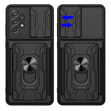 Alogy Camshield Ring Wallet Case mit Kameraabdeckung und Wallet für Samsung Galaxy A53 Black Glass