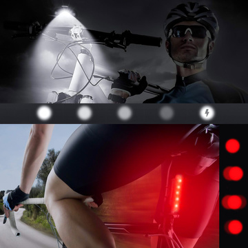 Lampka rowerowa przód + tył LED przednia tylna światło roweru oświetlenie wodoodporna IPX4 USB światełko na rower zestaw lampek Alogy