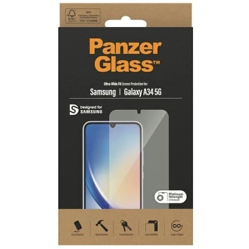 Gehärtetes Glas für Samsung Galaxy A34 5G PanzerGlass Ultra-Wide Fit EasyAligner