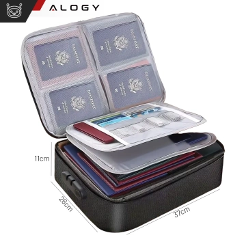 Alogy Dokumententasche mit Zahlenschloss – 37 x 26 x 11 cm, Schwarz