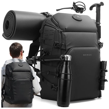 Bange wasserdichter Rucksack für 15,6-Zoll-Laptop, Stadtreisender, 45 x 30 x 16 cm, für Arbeit, Flugzeug, Herren, Damen, mit USB-Anschluss Schwarz