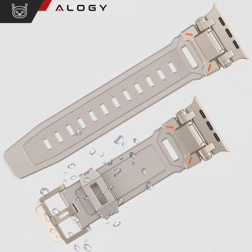 Alogy Luxus-Metall-TPU-Armband für Apple Watch 42/44/45/49 mm, Beige