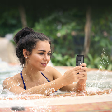 Hülle für iPhone 14 Pro Max, wasserdicht, gepanzert, 360-Grad-Hülle, Hybridlinse, Kameraschutz, IP68, wasserdicht, Schwarz