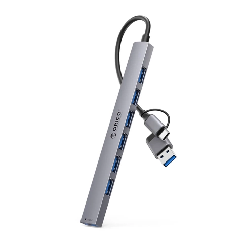 Hub USB-A/USB-C Orico YSA2-U3 7w1 1x USB 3.0 + 6x USB 2.0 Szary