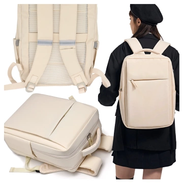 Alogy UrbanPack Pro™ Business-Rucksack für 15-16"-Laptops – Wasserdicht, stoßfest, mit Flaschenfach und Gepäckgurt – Beige