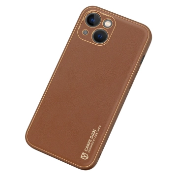 Dux Ducis Yolo Hülle iPhone 14 elegante Hülle aus ökologischem Leder braun