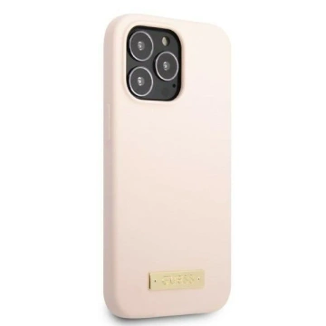 Etui Guess GUHMP13XSPLP für Apple iPhone 13 Pro Max 6,7" różowy/pink Hartschale Silikon Logo Plate MagSafe