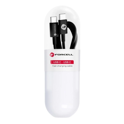 USB-C-auf-USB-C-Kabel Forcell PD 48 W QC 2.0 1 m TPE-Synchronisationsschlauch Schwarz