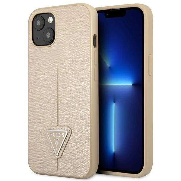 "Etui Guess GUHCP14SPSATLE für Apple iPhone 14 6,1\" beżowy/beige Hardcase SaffianoTriangle Logo"