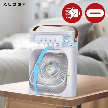 Wentylator wiatrak biurkowy 3w1 Klimator Alogy DeskBreeze™  stojący mały cyrkulator z nawilżaczem powietrza timerem i podświetleniem LED USB-C
