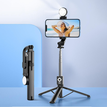 Selfie-Stick Handyhalter Stativring LED-Stativ mit Bluetooth-Fernbedienung Schwarz