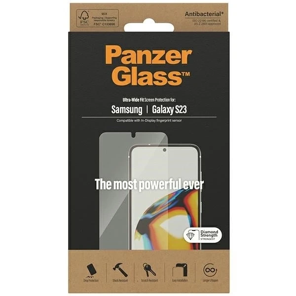 Gehärtetes Glas für Samsung Galaxy S23 PanzerGlass Ultra-Wide Fit mit CamSlider