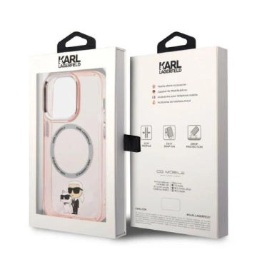 Etui Karl Lagerfeld KLHMP14XHNKCIP do iPhone 14 Pro Max 6,7" hardcase Iconic Karl&Choupette Magsafe różowy/pink