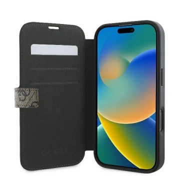 Guess 4G Metall-Logo-Schutzhülle für iPhone 16 Pro Max – Braun