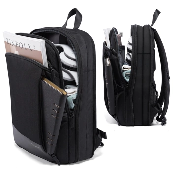 Bange Wasserdichter Rucksack für Laptops bis 15,6 Zoll, 43 x 31 x 7 cm, ideal für Stadt, Reisen, Arbeit und Flugreisen, für Damen und Herren, Schwarz