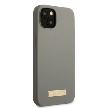 Etui Guess GUHMP13MSPLG für Apple iPhone 13 6,1" szary/grey Hard Case Silicone Logo Plate MagSafe