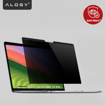 Magnetyczna folia prywatyzująca do MacBook Air 13.6" 2022–2025 – ochrona prywatności, łatwy montaż, pokrowiec do przechowywania, redukcja odblasków – Alogy SecureView™
