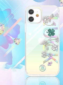 Kingxbar Lucky Series Hülle verziert mit originalen Swarovski-Kristallen iPhone 12 mini transparent (Clover)